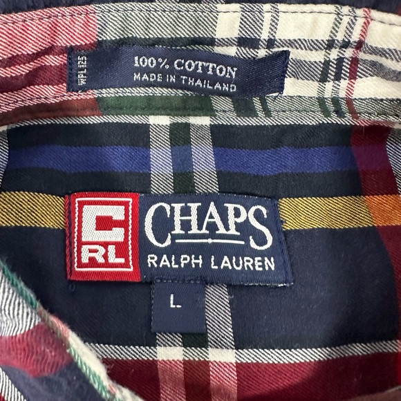 Vintage Chaps Ralph Lauren Shirt Mens Sz L Multicolor Plaid Long Sleeve U9 - Picture 5 of 6